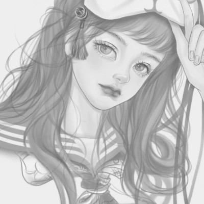细腻手绘黑白女头像(图82)