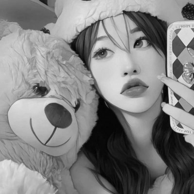 高颜值手绘黑白女生头像(图64)