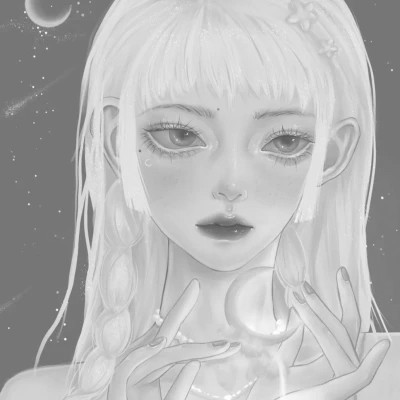 细腻手绘黑白女头像(图76)