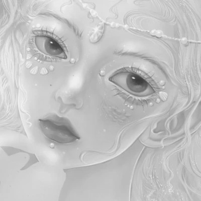 细腻手绘黑白女头像(图75)