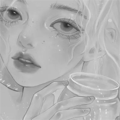 细腻手绘黑白女头像(图26)