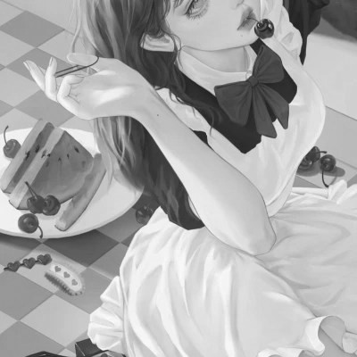 高颜值手绘黑白女生头像(图56)