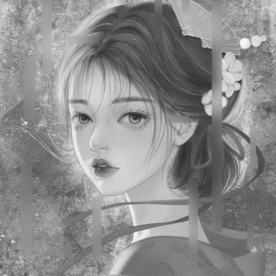 手绘黑白女生头像(图74)