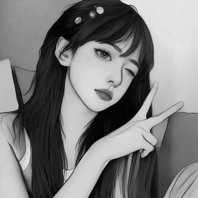 高颜值手绘黑白女生头像(图95)