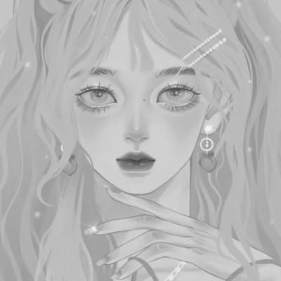 手绘黑白女生头像(图87)