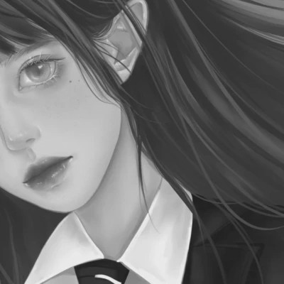 细腻手绘黑白女头像(图32)