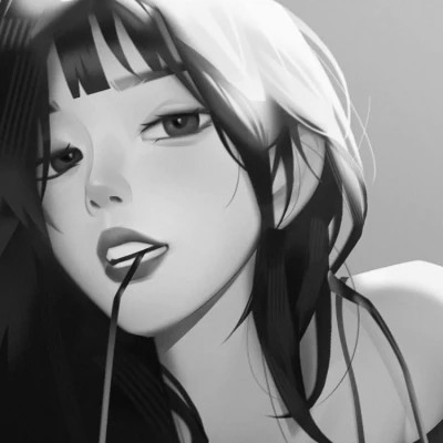 手绘黑白女生头像(图49)