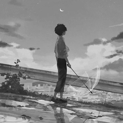 酷炫无比的黑白系动漫男生头像(图97)