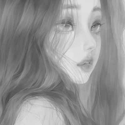 手绘黑白女生头像(图56)