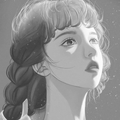 手绘黑白女生头像(图108)