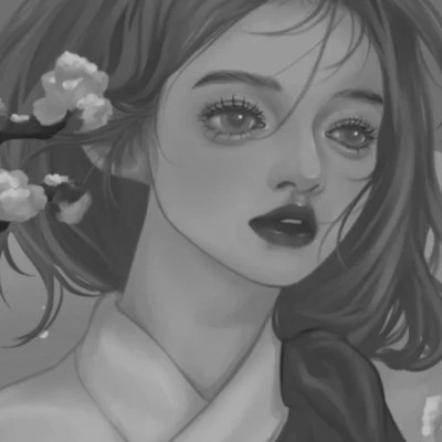手绘黑白女生头像(图90)