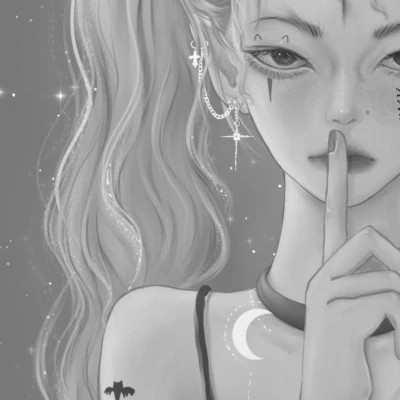 细腻手绘黑白女头像(图79)