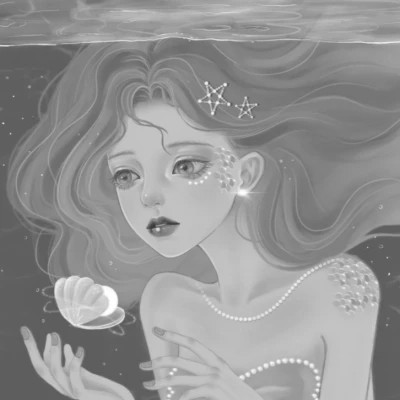 细腻手绘黑白女头像(图17)