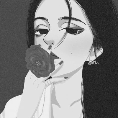 细腻手绘黑白女头像(图12)