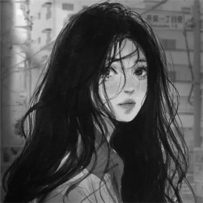 细腻手绘黑白女头像(图59)