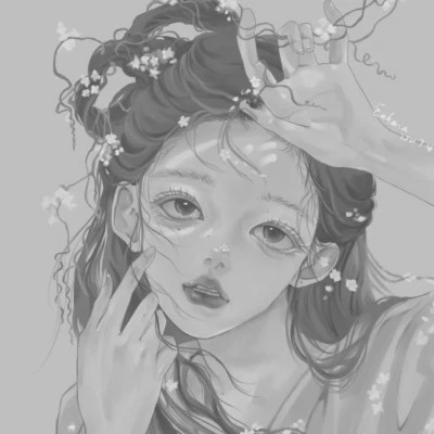 黑白女漫画头像(图54)