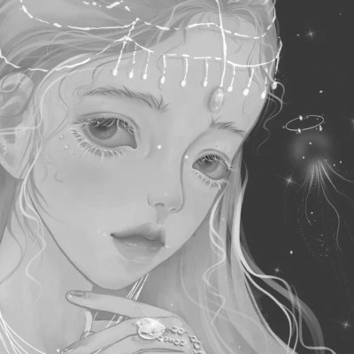 细腻手绘黑白女头像(图80)