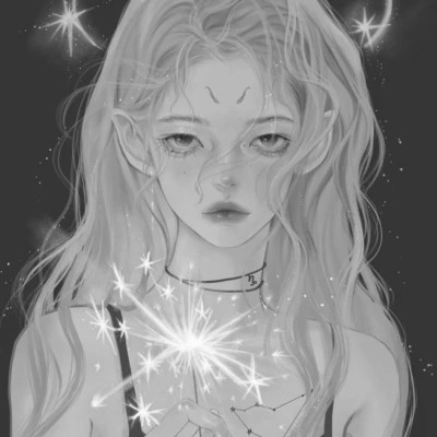 细腻手绘黑白女头像(图54)