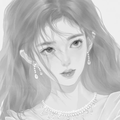 手绘黑白女生头像(图55)