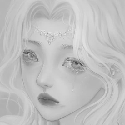 细腻手绘黑白女头像(图46)