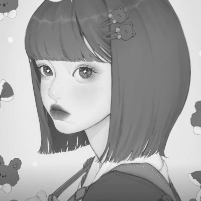 黑白女漫画头像(图76)