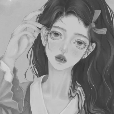 细腻手绘黑白女头像(图48)