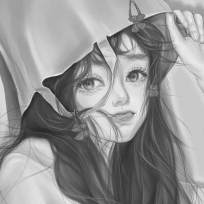 细腻手绘黑白女头像(图83)