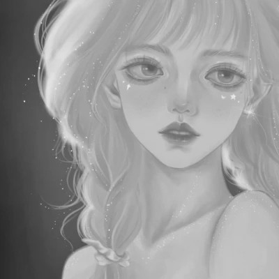 细腻手绘黑白女头像(图51)