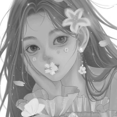 手绘黑白女生头像(图80)