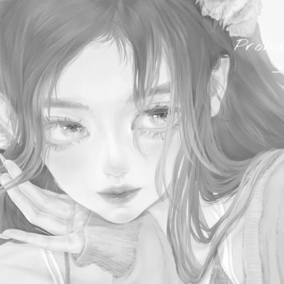 手绘黑白女生头像(图112)