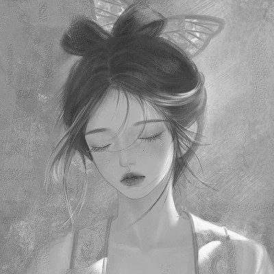 手绘黑白女生头像(图73)