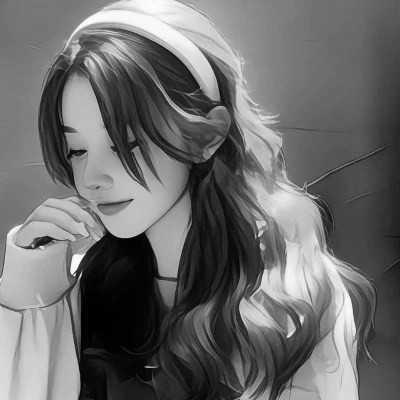 高颜值手绘黑白女生头像(图76)