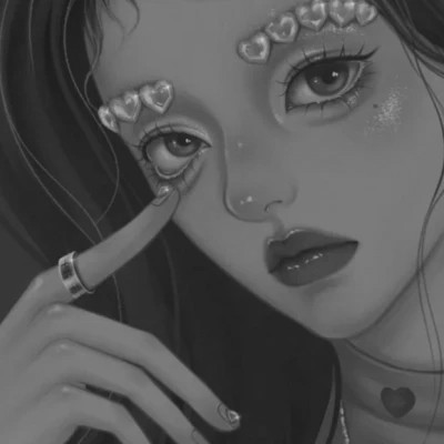 手绘黑白女生头像(图98)