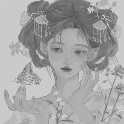 黑白女漫画头像(图48)