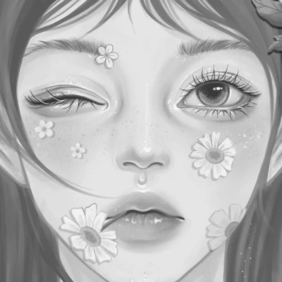 黑白女漫画头像(图63)