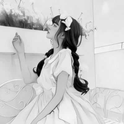 高颜值手绘黑白女生头像(图81)