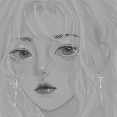 黑白女漫画头像(图65)