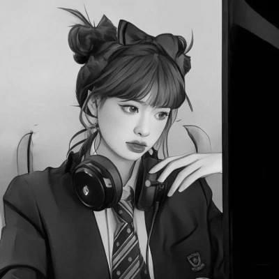高颜值手绘黑白女生头像(图71)