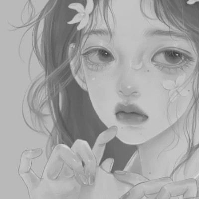 细腻手绘黑白女头像(图66)