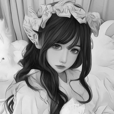 高颜值手绘黑白女生头像(图78)
