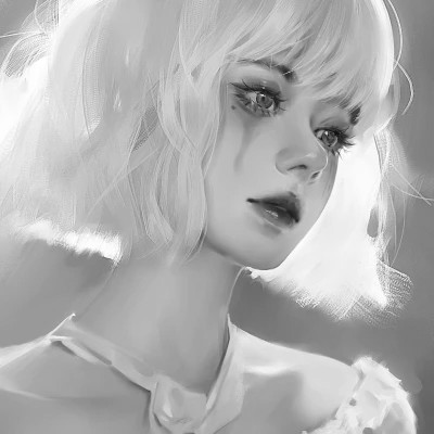 手绘黑白女生头像(图65)