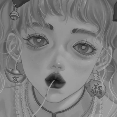 手绘黑白女生头像(图97)