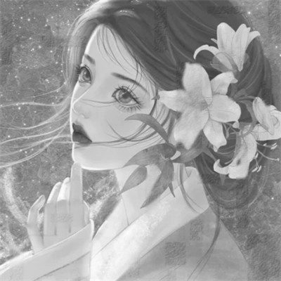 手绘黑白女生头像(图77)
