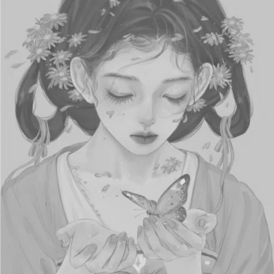 细腻手绘黑白女头像(图65)