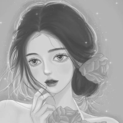 手绘黑白女生头像(图106)