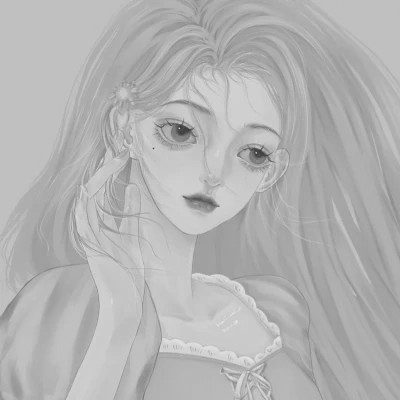 手绘黑白女生头像(图38)