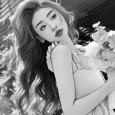 高颜值手绘黑白女生头像(图87)