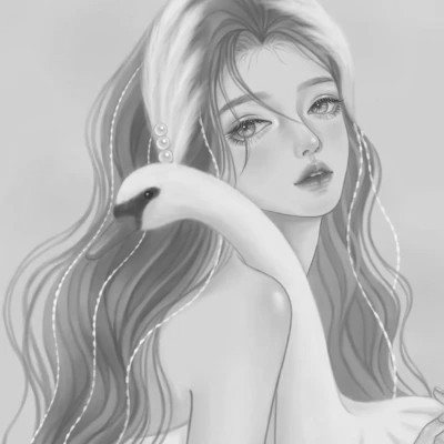 黑白女漫画头像(图31)