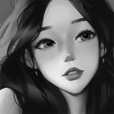 手绘黑白女生头像(图44)