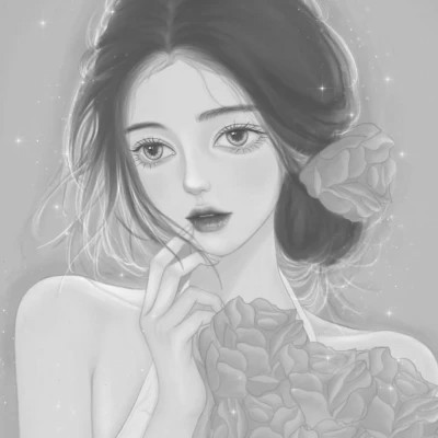 黑白女漫画头像(图33)